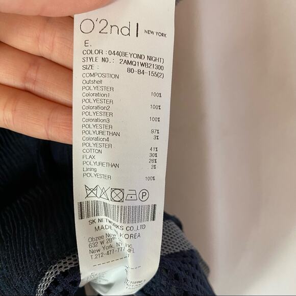 O’2nd Navy Blue Mixed Media Blouse Size 2 - Picture 7 of 8